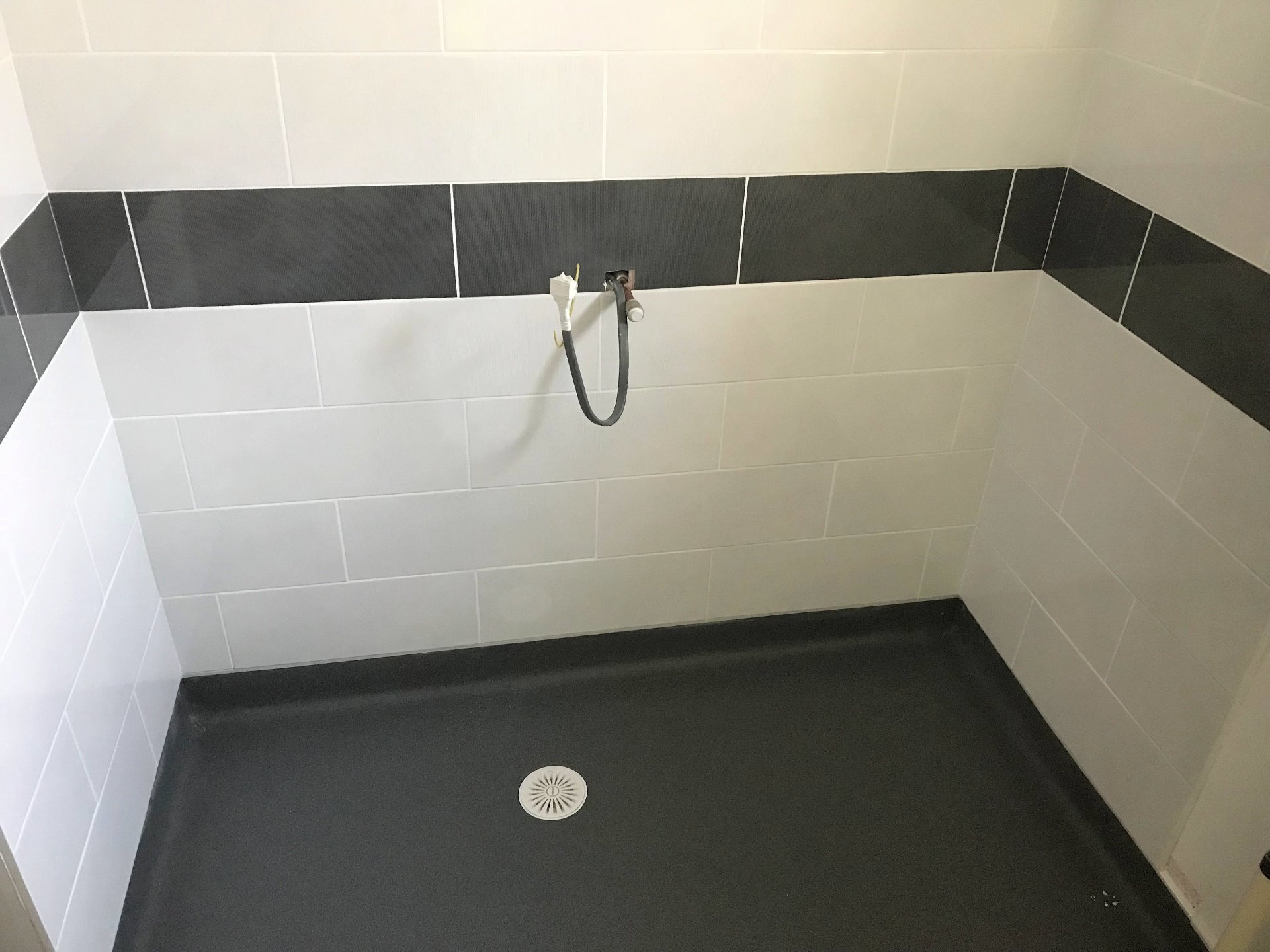 Grouted and polished tiles, for level access shower, Barnstaple North Devon