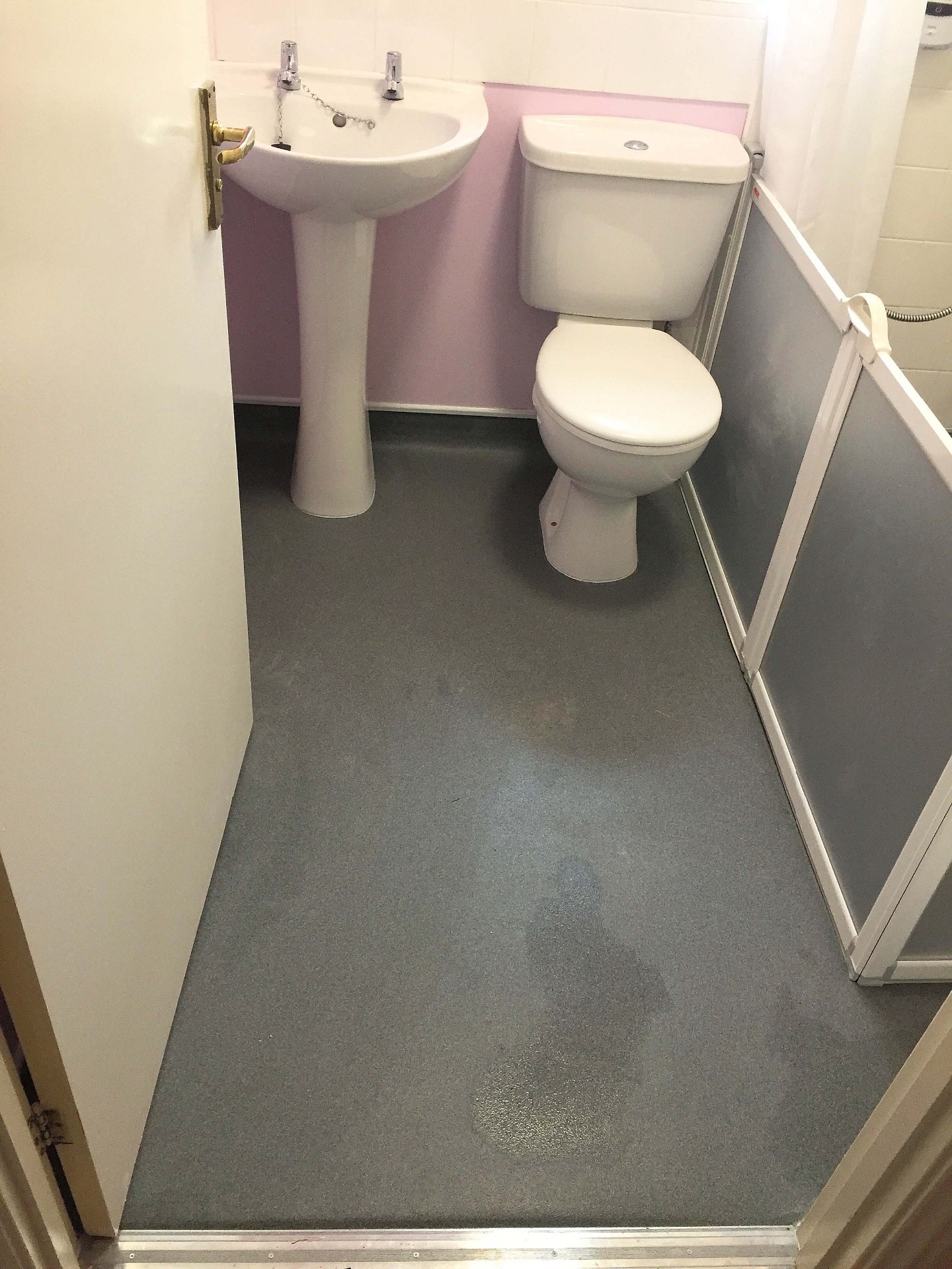 Wet room Altro flooring put to the test with out the fear of of seepage to below. 