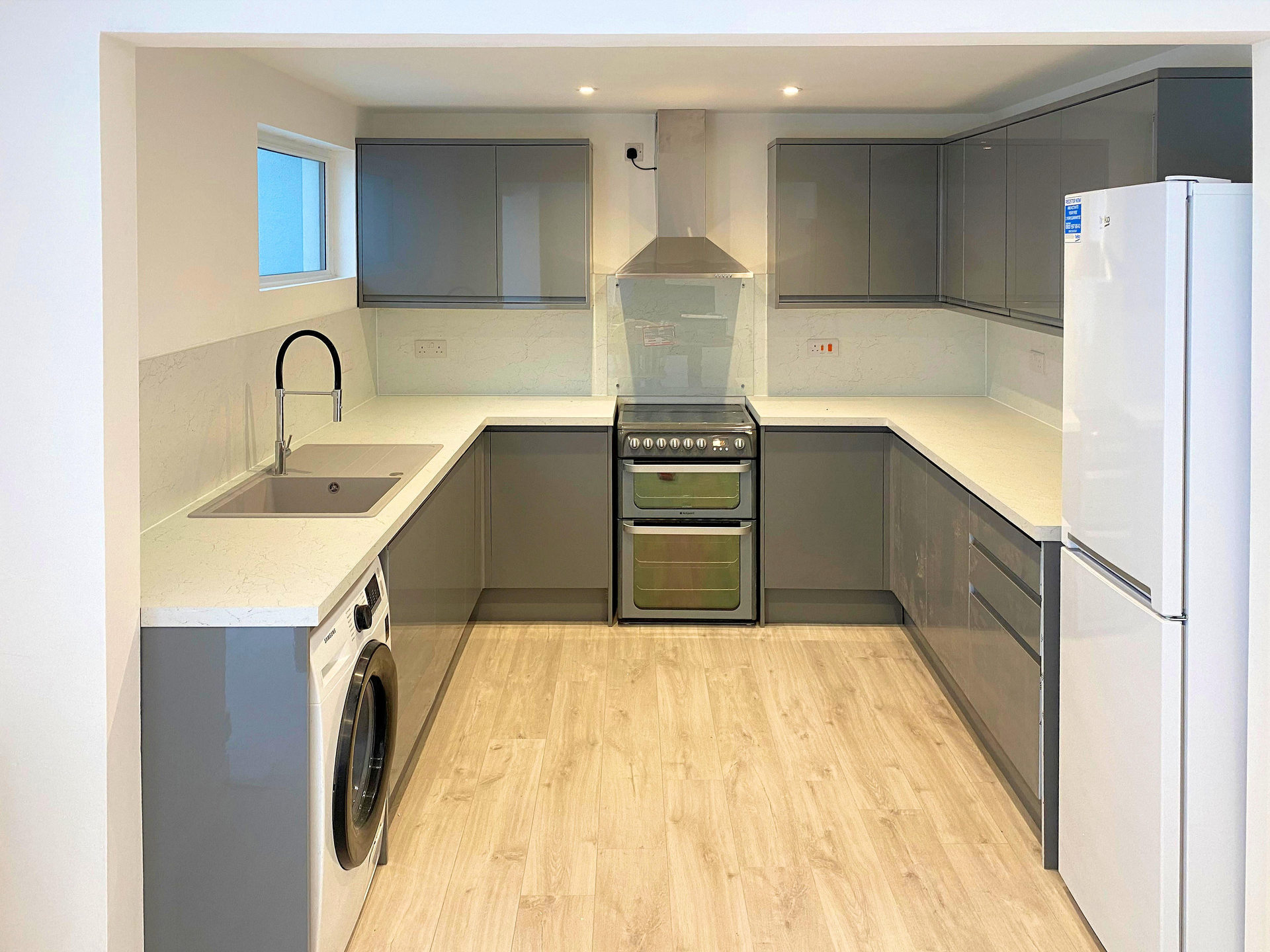 Domestic remodel and new completed kitchen Barnstaple North Devon. Using Luxury Vinyl Flooring (LVT) “Vinyl Click Flooring”