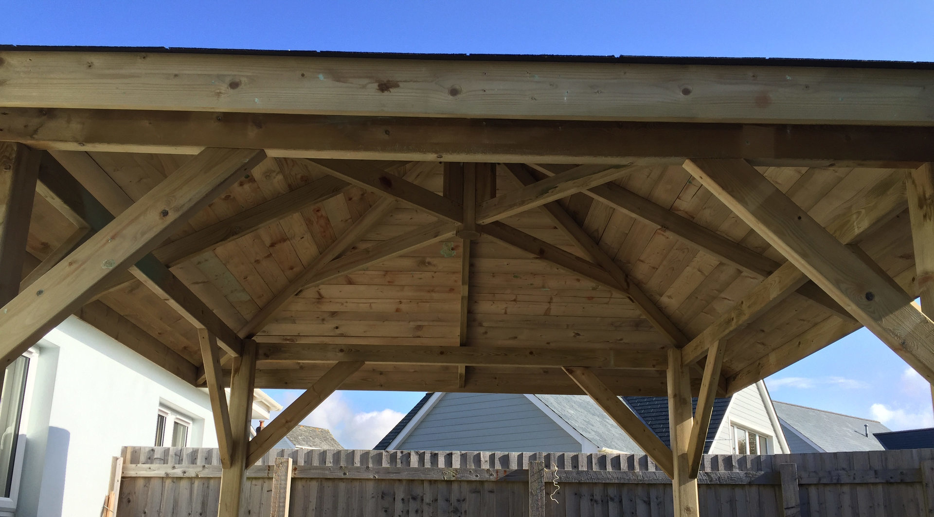 Gazebo from underneath showing detail. All works carried out and managed built and designed by MJS Building and Maintenance Ltd.