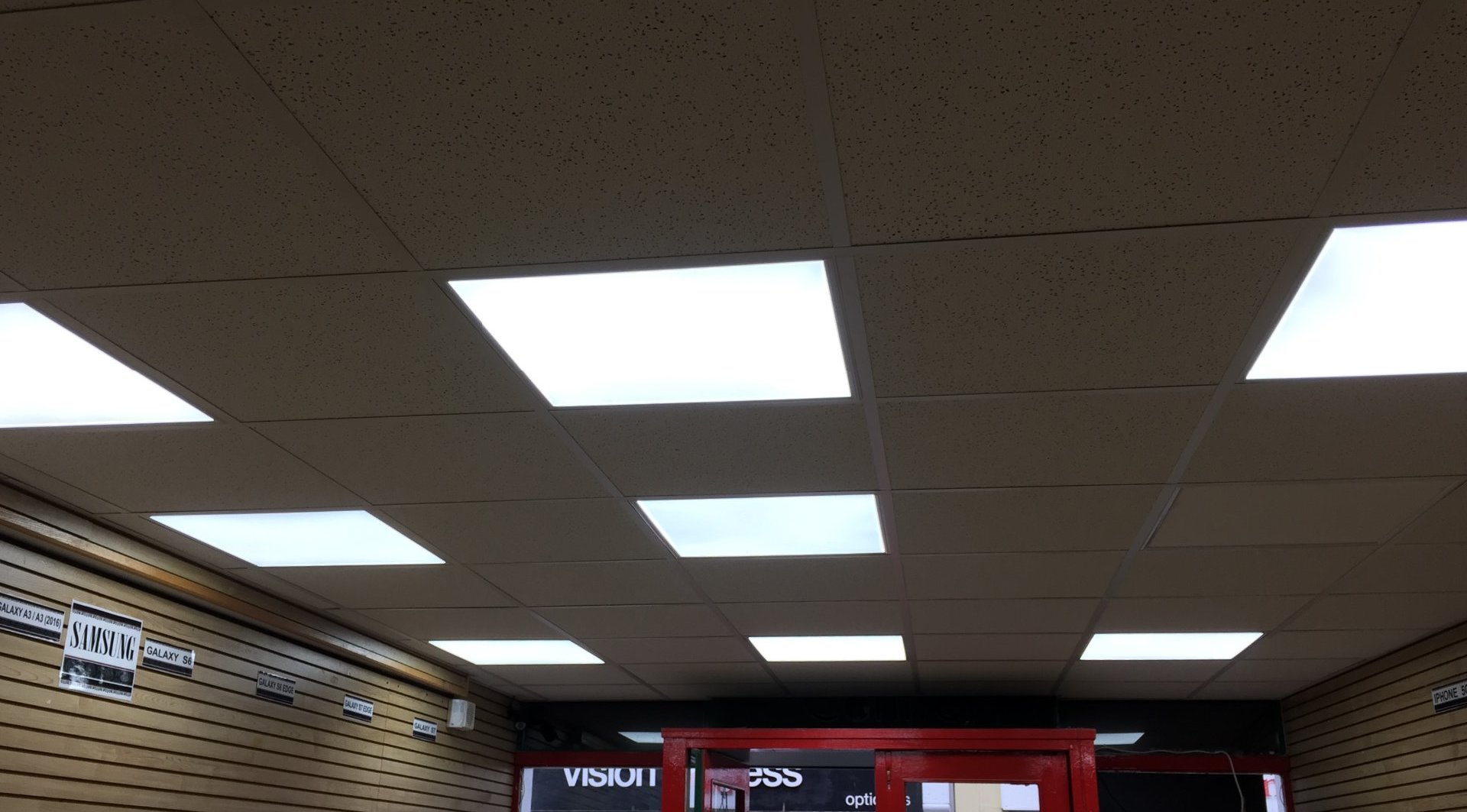 The shop ceiling was finished with a suspended ceiling grid and LED lighting.   All works carried out and managed by MJS Building Maintenance LTD.  The shop was shut for 5 days limiting the loss of earnings to the shop tenant.