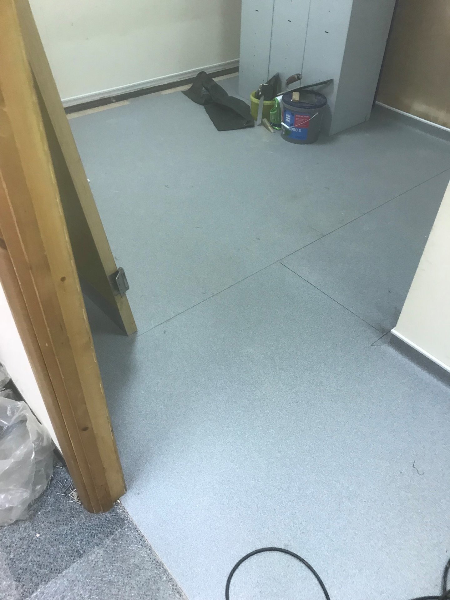 New flooring finish being installed