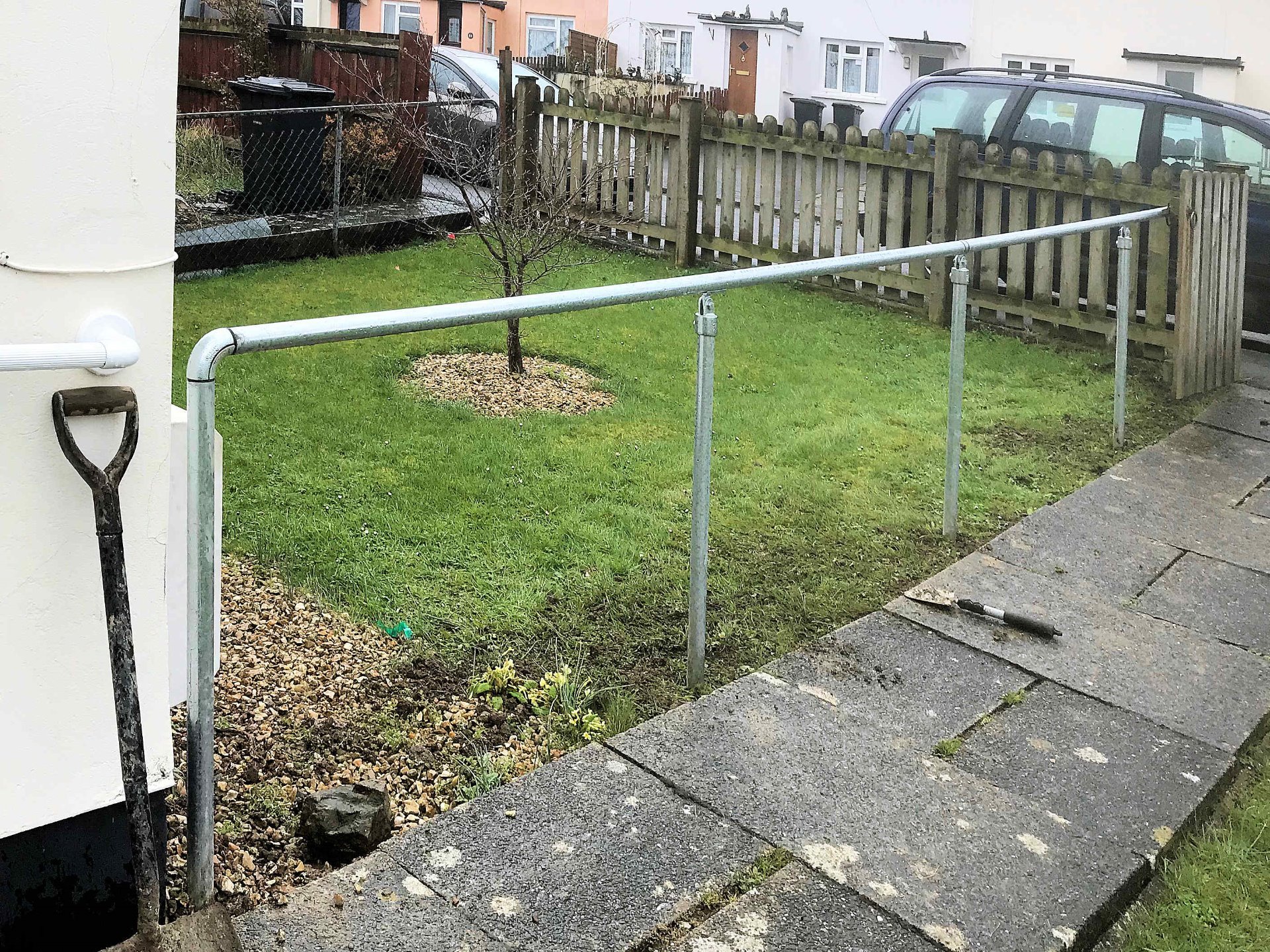 Keyclamp handrail installation for front garden entrance path in North Devon