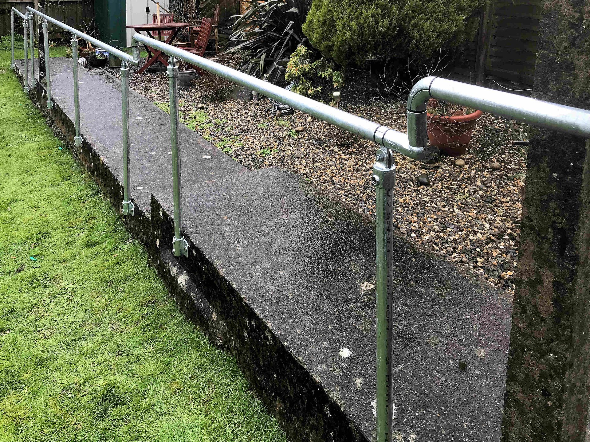 Keyclamp handrail installation for rear garden path in North Devon